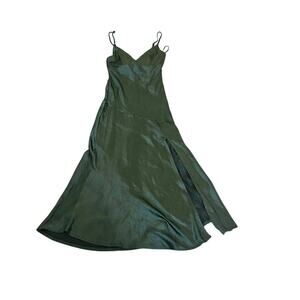 Saints + Secrets Size Small Green Sleeveless Thigh Length Slit Zip Closure Dress